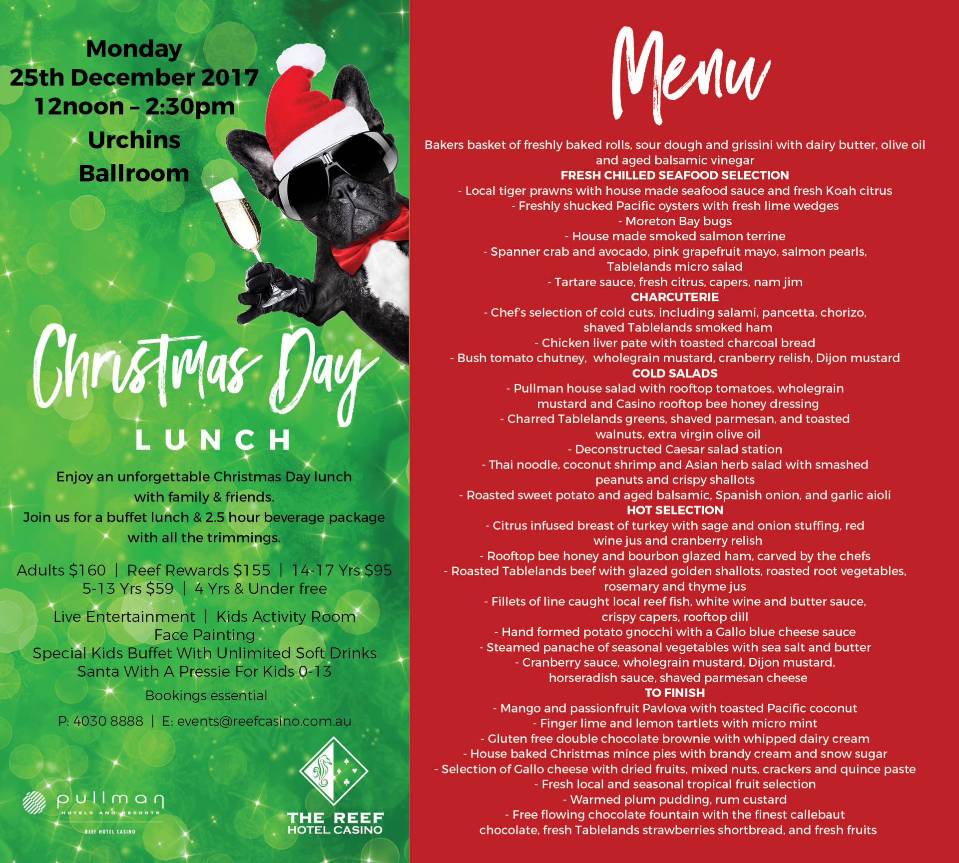 Star casino christmas day lunch menus